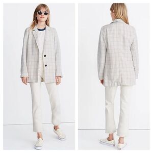 Madewell linen Dorset Blazer in plaid‎ Windowpane Size XXS oversized relaxed fit